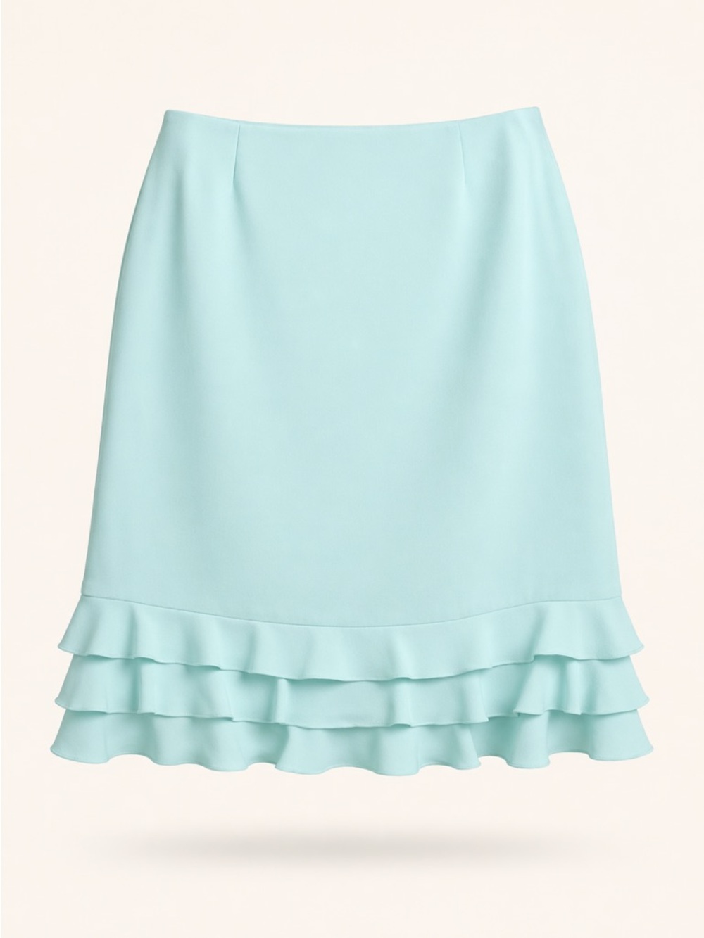 Bloomingdale’s Light Mint Ruffle Hem Pencil Skirt Size 16 Pastel Spring Summer
